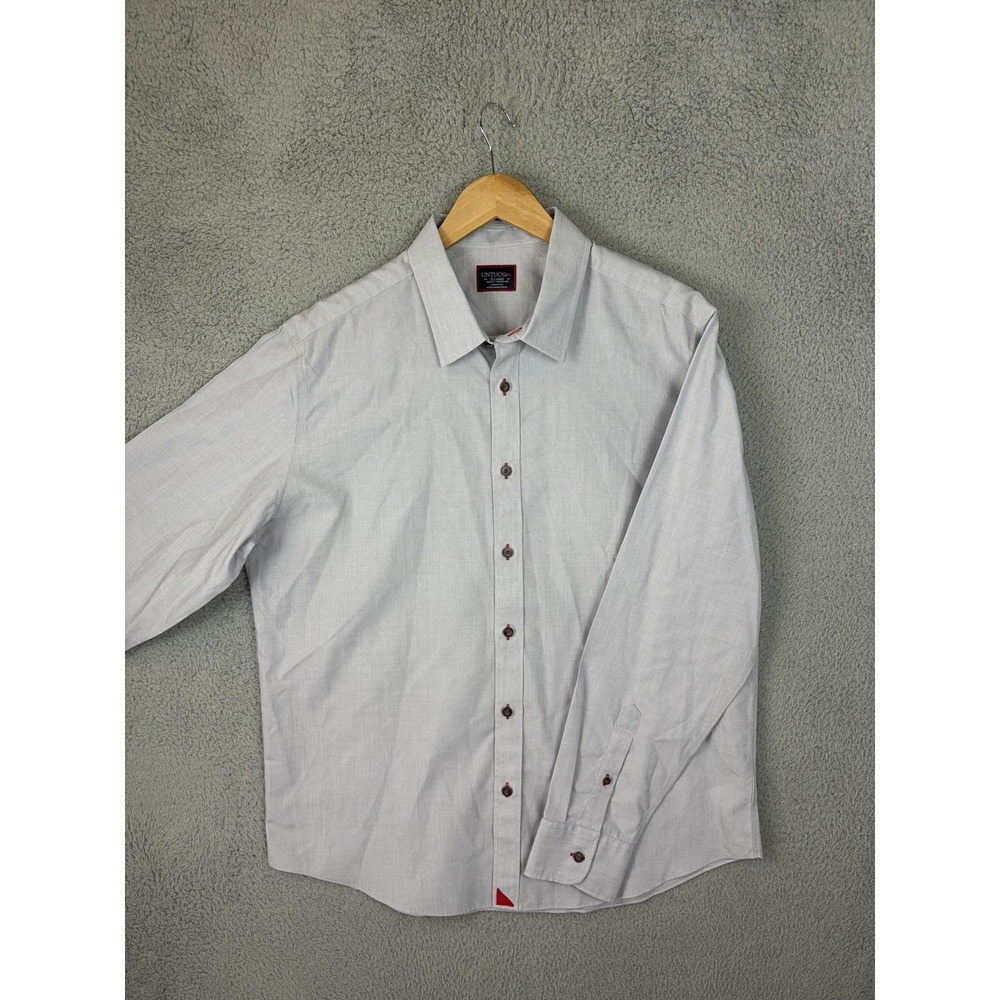 UNTUCKit Shirt Men XL Gray Check Long Sleeve Button Front Slim Office Preppy Men